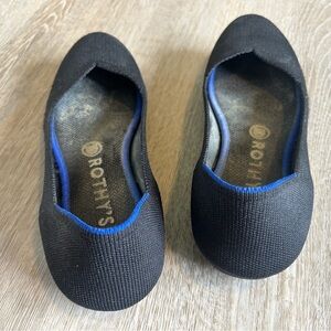 Rothy's Black Ballet Flats with Blue Trim